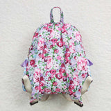 BA0099 Purple Flower Backpack Bag 17*13.2*5 inches