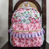 BA0099 Purple Flower Backpack Bag 17*13.2*5 inches