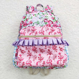 BA0099 Purple Flower Backpack Bag 17*13.2*5 inches