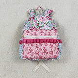 BA0099 Purple Flower Backpack Bag