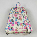 BA0112 Cartoon Blue Dog Flower Backpack Bag