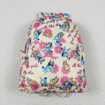 BA0112 Cartoon Blue Dog Flower Backpack Bag