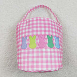 BA0160 Easter Bunny Cute Pink Basket Handbag Bag