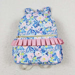 BA0175 Flower Blue Backpack Bag 17*13.2*5 inches