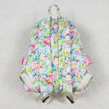 BA0176 Flower Pink Green Backpack Bag