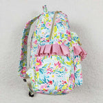 BA0176 Flower Pink Green Backpack Bag