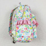 BA0176 Flower Pink Green Backpack Bag