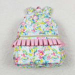 BA0176 Flower Pink Green Backpack Bag