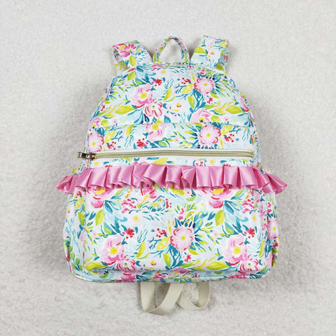 BA0176 Flower Pink Green Backpack Bag