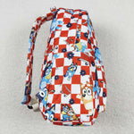 BA0179 Cartoon Blue Dog Red Backpack Bag