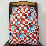BA0179 Cartoon Blue Dog Red Backpack Bag