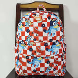 BA0179 Cartoon Blue Dog Red Backpack Bag