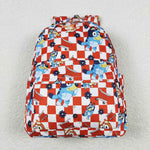 BA0179 Cartoon Blue Dog Red Backpack Bag