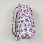 BA0182 Cartoon Pink Star Plaid Backpack Bag