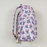 BA0182 Cartoon Pink Star Plaid Backpack Bag