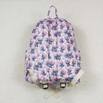 BA0182 Cartoon Pink Star Plaid Backpack Bag