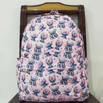 BA0182 Cartoon Pink Star Plaid Backpack Bag