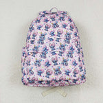 BA0182 Cartoon Pink Star Plaid Backpack Bag