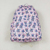 BA0182 Cartoon Pink Star Plaid Backpack Bag