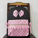 BA0183 Princess Bow Pink Dots Backpack Bag