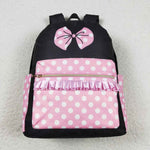 BA0183 Princess Bow Pink Dots Backpack Bag