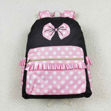 BA0183 Princess Bow Pink Dots Backpack Bag