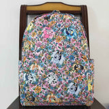 BA0188 Cartoon Flower Blue Dog Backpack Bag