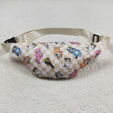 BA0192 Cartoon Flower Blue Dog Fanny pack Bag