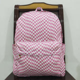 BA0245 Pink Plaid Kids Backpack Bag