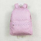 BA0245 Pink Plaid Kids Backpack Bag