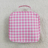 BA0283 Pink Plaid Lunch Box Bag 8.5*8*3 inches