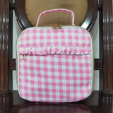 BA0283 Pink Plaid Lunch Box Bag 8.5*8*3 inches