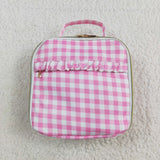 BA0283 Pink Plaid Lunch Box Bag 8.5*8*3 inches