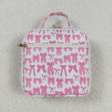 BA0284 Coquette Bows Pink Lunch Box Bag 8.5*8*3 inches