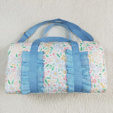 BA0292 Flower Blue Ruffles Duffle Bag