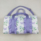 BA0293 Butterfly Purple Ruffles Duffle Bag