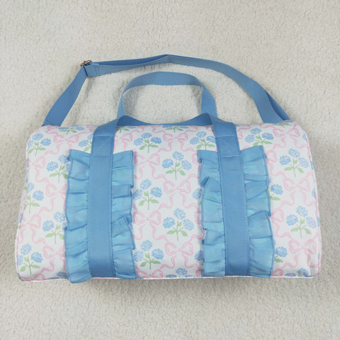 BA0294 Flower Bows Blue Ruffles Duffle Bag