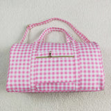 BA0302 Pink Plaid Ruffles Duffle Bag