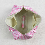 BA0302 Pink Plaid Ruffles Duffle Bag