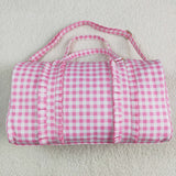 BA0302 Pink Plaid Ruffles Duffle Bag