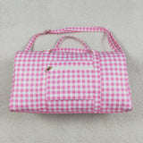 BA0302 Pink Plaid Ruffles Duffle Bag