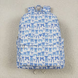 BA0322 Coquette Bows Blue Kids Backpack Bag