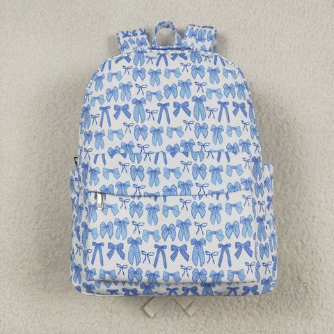 BA0322 Coquette Bows Blue Kids Backpack Bag