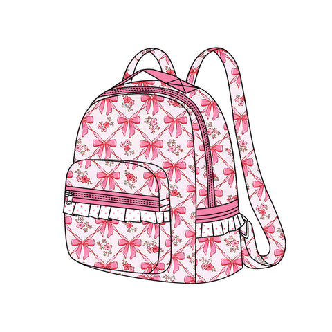 Preorder BA0325 Coquette Bows Flower Pink Kids Backpack Bag