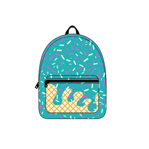 Preorder BA0335 Ice Cream Drip Sprinkles Blue Green Kids Backpack Bag