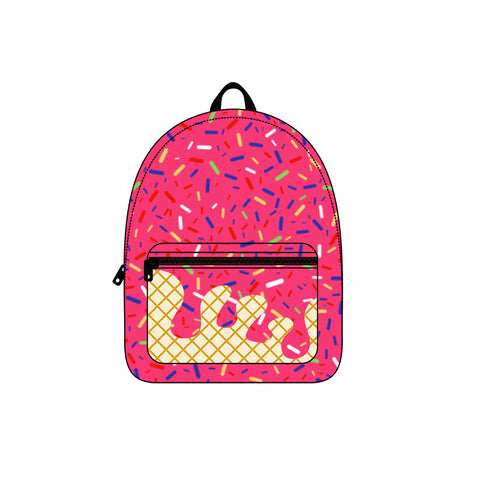 Preorder BA0336 Ice Cream Drip Sprinkles Pink Kids Backpack Bag
