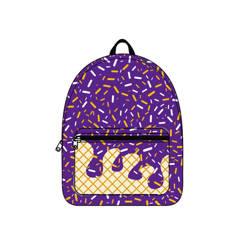 Preorder BA0341 Ice Cream Drip Sprinkles Purple Kids Backpack Bag