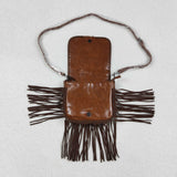 US Warehouse BA0375 Western Cow Tassel Brown Leather Bag