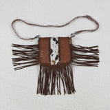 US Warehouse BA0375 Western Cow Tassel Brown Leather Bag