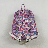 BA0384 Cartoon Flower Purple Kids Backpack Bag